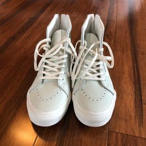 NWOT- vans hightop light blue leather sneakers